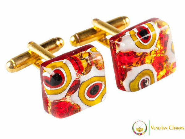 Gold Cufflinks - Red, White and Gold