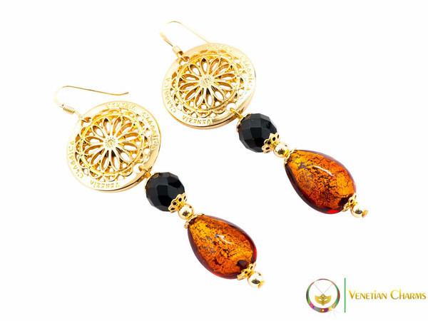 Levante Earrings - Amber, Gold and Black