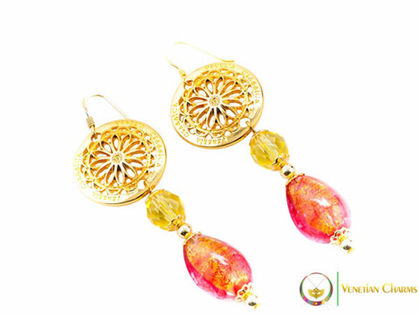 Levante Earrings - Gold and Red