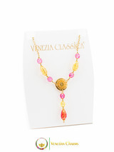 Levante Pendant Necklace - Pink, Gold & Red