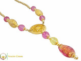 Levante Pendant Necklace - Pink, Gold & Red
