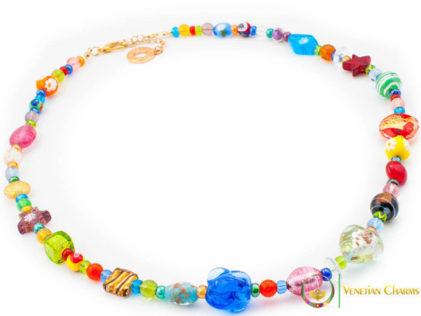 Long Murano Glass Necklace - Multicoloured