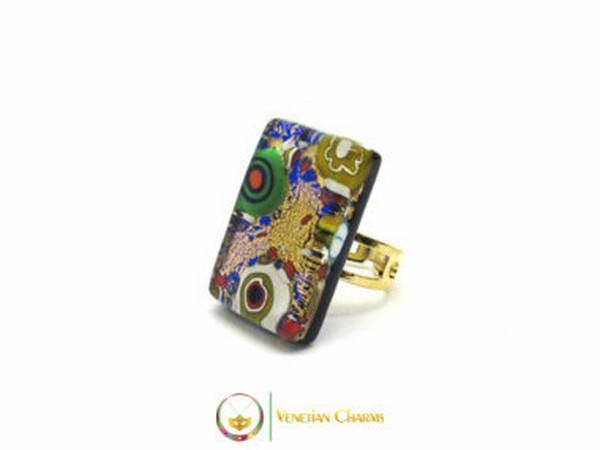Murano Glass Ring 30x20mm - Gold