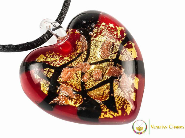 Passione Heart Pendant - Gold, Black and Red