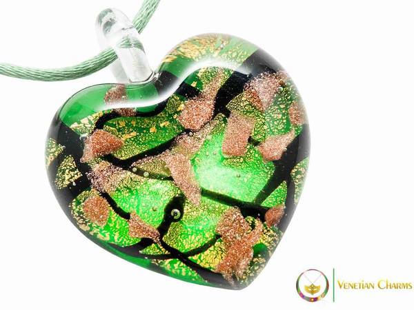 Passione Heart Pendant - Gold, Green and Black
