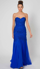 E403 STYLISH SIMPLE SILK GLAMOUR GOWN ROYAL BLUE