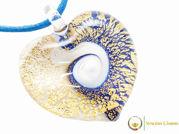 Passione Heart Pendant - Gold, White and Blue
