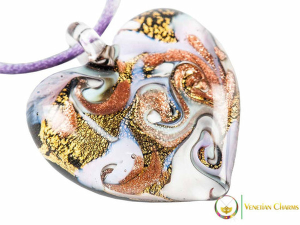 Passione Heart Pendant - Lilac, Pale Blue & Gold