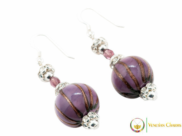 Perlage 2 Earrings - Dark Pink & Gold