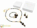Perlage 2 Pendant Necklace Set - Black, Grey and Gold