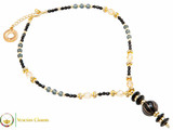 Perlage 2 Pendant Necklace Set - Black, Grey and Gold