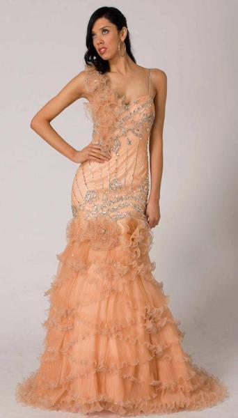 RC106 UNIQUE DREAMY COUTURE FORMAL DRESS SANDY PEACH