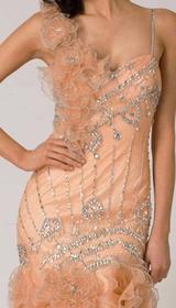 RC106 UNIQUE DREAMY COUTURE FORMAL DRESS SANDY PEACH