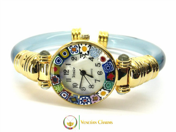 Serenissima Gold Murano Glass Watch - Azure