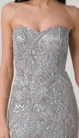 RC111 RED CARPET BEADED GLAM GOWN SILVER / MINT