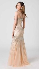 RC204 FITTED CHIC GLAMOUR GOWN NUDE / GOLD