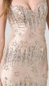 RC204 FITTED CHIC GLAMOUR GOWN NUDE / GOLD