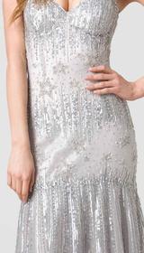 RC204 FITTED CHIC GLAMOUR GOWN SILVER