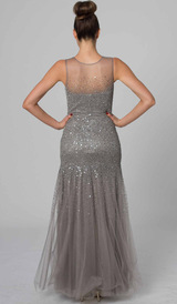 RC46 ALLURING FITTED HAND BEADED EVENING GOWN CHARCOAL