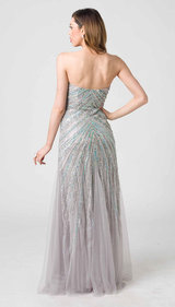RC205 WRAPPED IN GLAMOUR EVENING GOWN SILVER / MINT
