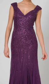 RC41 CLASSIC BEADED SILK GLAMOUR GOWN PLUM