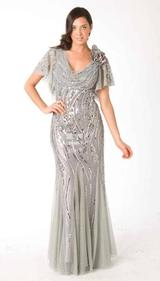 M103 SMOOTH SHIMMERY GLAM EVENING GOWN SILVER