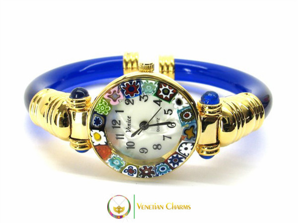 Serenissima Gold Murano Glass Watch - Blue