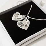 Double Handprint Silver Pendant - Chain Style Curb