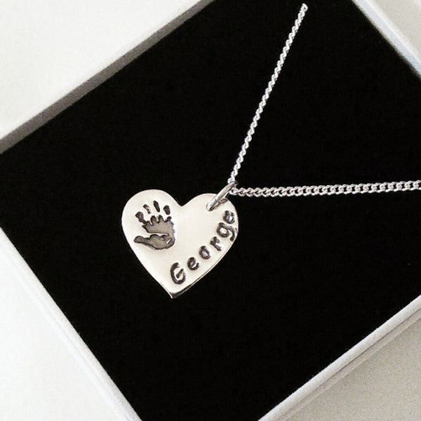 Single Handprint Silver Pendant - Chain Style Curb