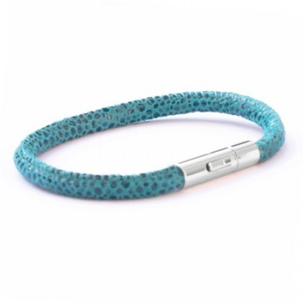 Turquoise Patterned Leather Bracelet, Raindrop Collection, 19cm