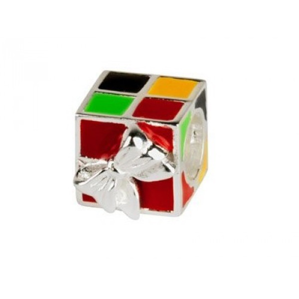 Sterling Silver Multicoloured Present Enamel Charm Bead