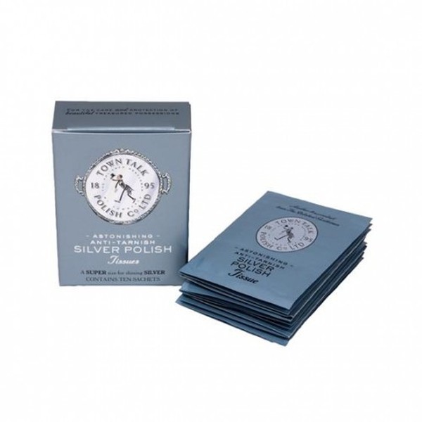 Town Talk Astonishing Anti-Tarnish Silver Polish Tissues, Box of 10