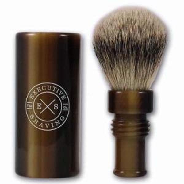 Executive Shaving Silvertip Turnback Travel Shaving Brush - Horn