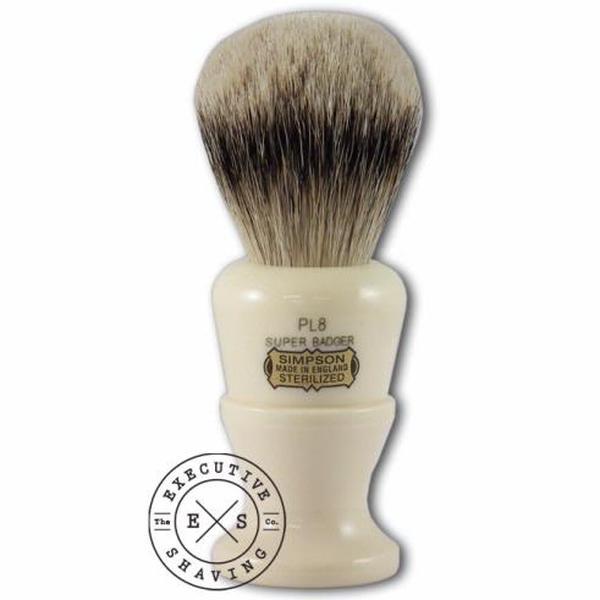 Simpsons Polo 8 Super Badger Hair Shaving Brush in Imitation Ivory