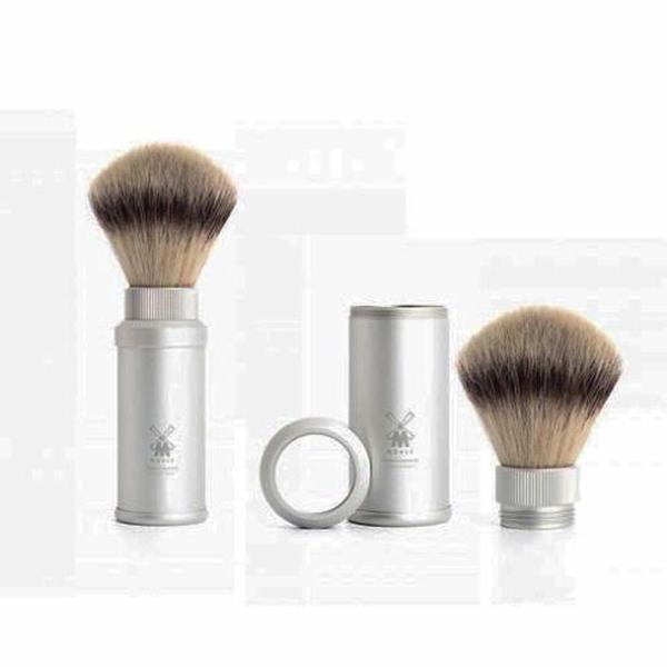 Muhle Synthetic Hair Travel Shaving Brush in Silver Handle