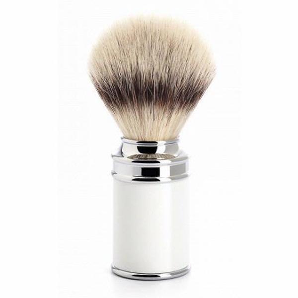 Muhle White and Chrome Synthetic Fibre Shaving Brush