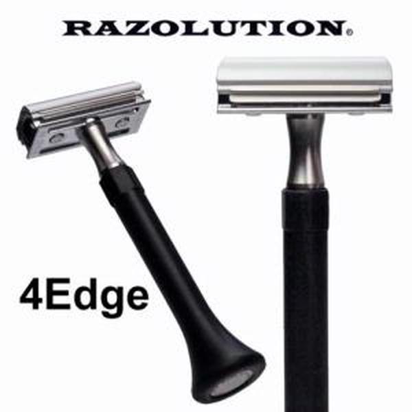 Razolution 4 Edge Safety Razor with Black Silicon Handle