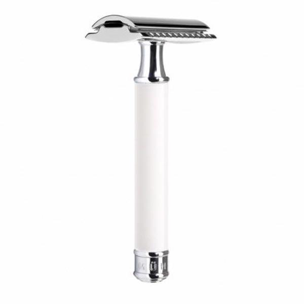 Muhle R107 White & Chrome Closed Comb Safety Razor