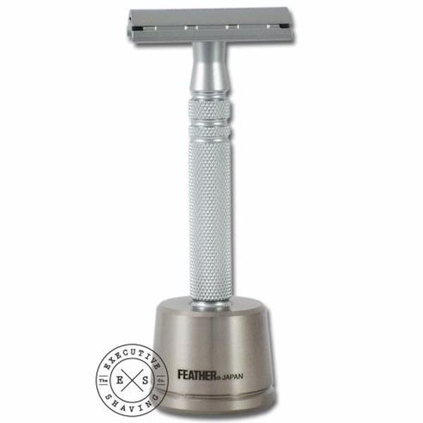 Feather AS-D2S Double Edged All Stainless Safety Razor and Stand