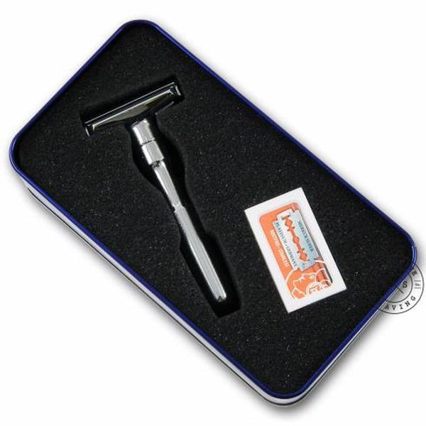 Merkur Futur Adjustable Shiny Chrome Safety Razor with Gift Tin