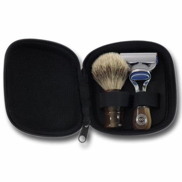 Executive Shaving Fusion Travel Shaving Set In Horn