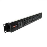 12 way vertical Slimline PDU - C13 IEC outlets with 3m lead c/w 13A (UK) Plug