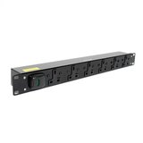 6 way 1U Horizontal Slimline PDU - 13A outlets with 3m lead c/w 13A (UK) Plug