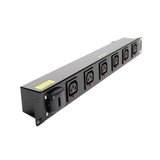 6 way 1U horizontal Slimline PDU - C13 outlets with 3m lead c/w 13A (UK) Plug