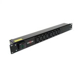 8 way 1U horizontal Slimline PDU - C13 outlets with 3m lead c/w 13A (UK) Plug