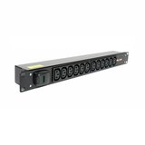 12 way 1U horizontal Slimline PDU - C13 outlets with 3m lead c/w 13A (UK) Plug
