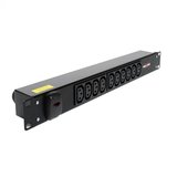 10 way 1U Horizontal Slimline PDU - IEC C13 outlets with 3m lead c/w IEC C14 Plug