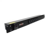 6 way 1U Horizontal Slimline PDU - IEC C13 outlets with 3m lead c/w IEC C20 Plug