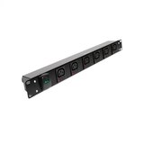 6 way 1U horizontal IND PDU - Fused C13 outlets with 3m lead c/w C20 Plug
