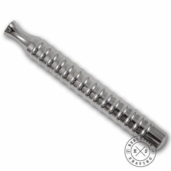 Stainless Steel Grooved Safety Razor Handle - Shiny Finish